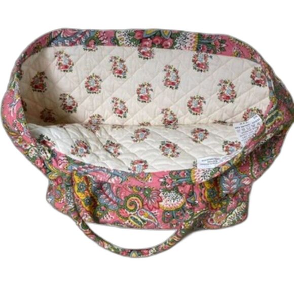 Soft Quilted Tote Bag, Floral Pattern, Designed in Italy Size: M/L Color: Pink - Picture 4 of 13